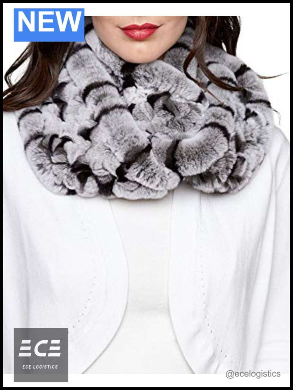 Rex Rabbit Fur Infinity Scarf Butter Soft Knit Winter Accessory